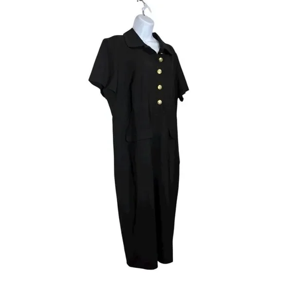 black plus size black tie dress Inari Cotton Twill Boat-Neck Dress Black / Regular / XS